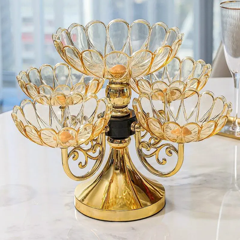 Storage Multi-layer Rotating Fruit Plate, 1 Count Exquisite Luxury Style Fruit Display Racks, Dessert Organiser, Organization Dessert Display Holder,