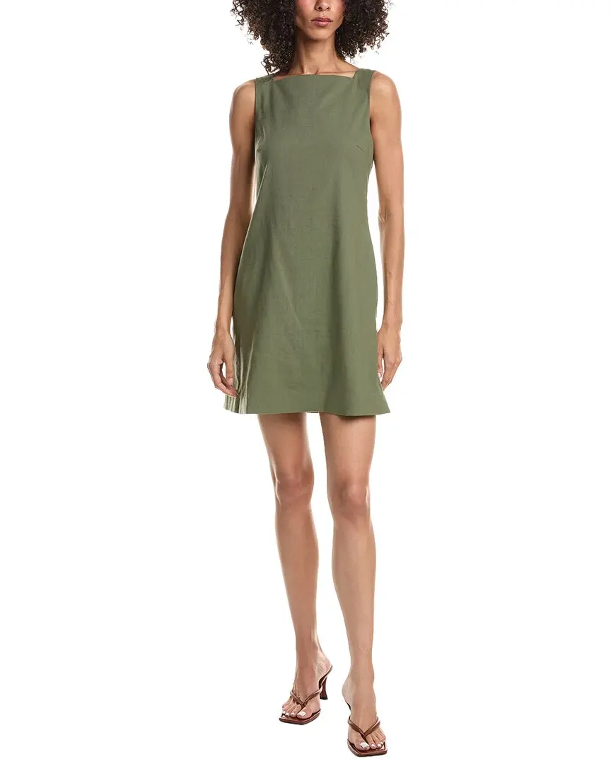 Theory High Square Neck Linen-Blend Mini Dress Theory High Square Neck Linen-Blend Mini Dress