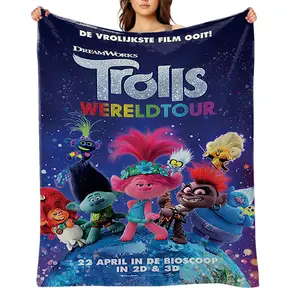 Trolls-World-Tour-Flannel Throw Blanket for Girls Boys- Ultra Soft, Anti-Shrink & Wrinkle-Resistant ,Quick-Dry, Machine Washable Cozy Throw ,Perfect Gift for Kids Adults A-92