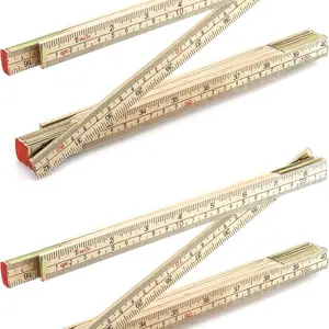Folding Wood Rule, 2 Pack, 6FT 6 Inch Foldable Ruler with US and Metric Measurements for Carpenters