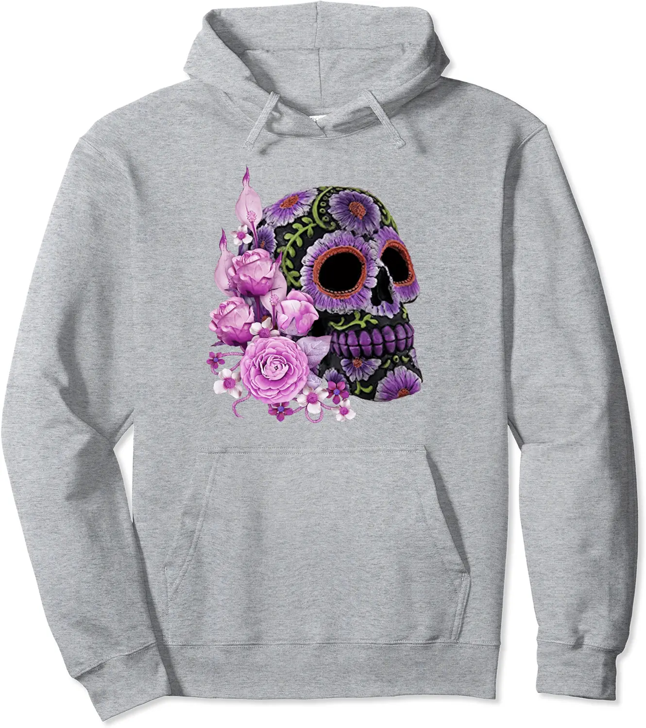 Pink Floral Black Sugar Skull Day Of Death Tattoo Witch Goth Pullover Hoodie - Viqarfaroo Shop 51B0BV8RSJXN