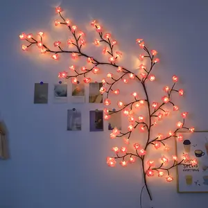 96 LED Sakura Cabinet Lights - USB Pink Cherry Blossom String Lights for Home and Party Decorations, Plastic LED Light Strip, 8 Modes for Bedroom and Living Room Ambiance Lighting, Christmas Decorations, Halloween Decorations