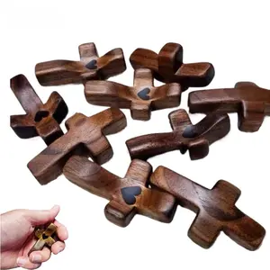 10PCS Christian Wooden Cross Keychains, Household Inspirational Ornament & Gift