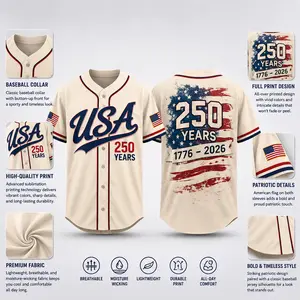 Vintage USA 250th Anniversary Baseball Jersey – Patriotic American Flag Button-Up Sports Shirt