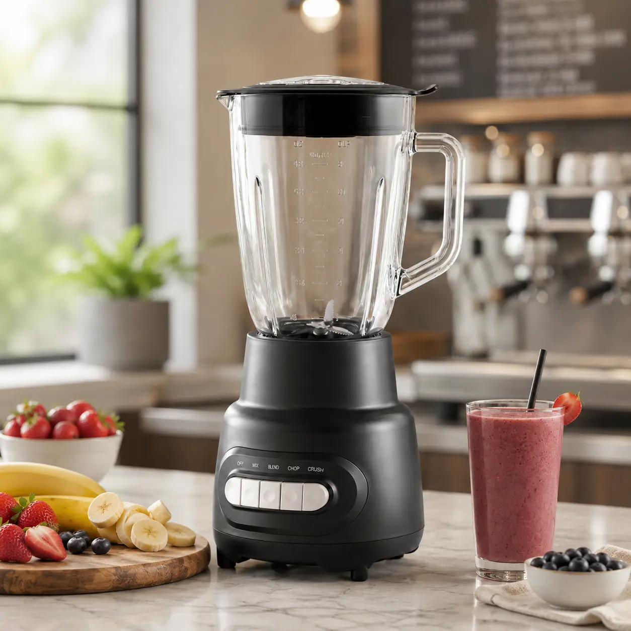 5-Speed Countertop Blender with 48 oz Glass Jar & Powerful Ice-Crushing Motor