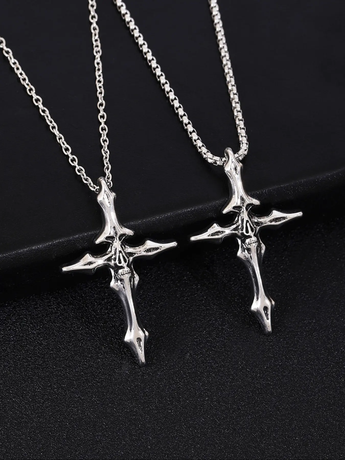 Vintage Viking Bone Cross Pendant Necklace, Coptic Cross Necklace, Street Dark Unique Trendy Unisex Jewelry, Norwegian Style Party Accessory Gift