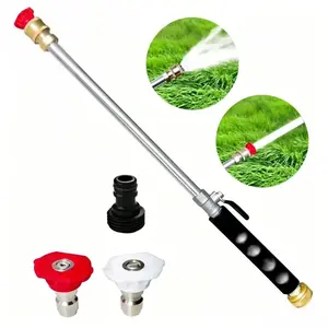 High Pressure Garden Hose Nozzle Jet Power Washer Wand, Pressure Washer Accessory with Multiple Spray Tips, Heavy Duty Brass Connector & Quick Connectors, Portable Jet Cleaner for Car Washing and Outdoor Cleaning, High Pressure Nozzles