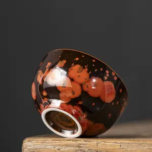 A52. Dehua ceramic “jianzhan” master tea cup with crystalline glaze, includes gift box — Kung Fu tea set