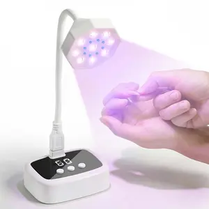 1pc Tabletop Nail Lamp UV LED Curing Light 360 Flexible Adjust, 9 Beads Fast Drying Tool, 30s/ 60s Timer, At-home Manicure Accessory for Personal Manicure Art