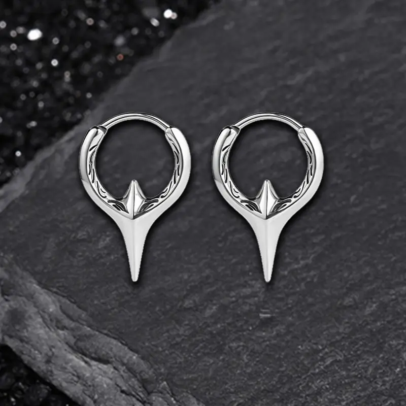 GTHIC Fashionable Geometric Sword Hoop Earrings, Minimalist Stainless Steel Hoop Shape Ear Piercing Jewelry for Daily Wear