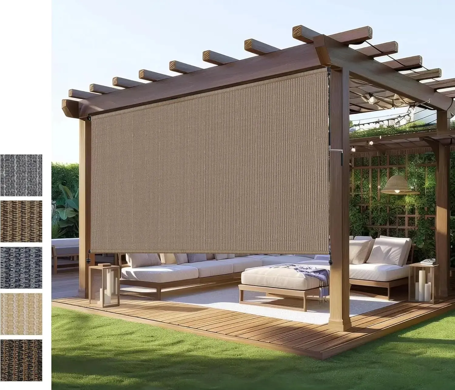 Cordless Outdoor Roller Shade UV Blocking Privacy Screen For Patio