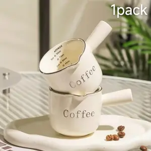 Viral Trending Home Coffee Bar Must-Have Ceramic Coffee Measuring Cup, Coffee Extract Shot Cup, Small Milk Cup with Accurate Scale, Food Grade Lead-Free Heat Resistant Drinkware, for Espresso Milk Honey Sauce, Kitchen Baking Tools Coffee Accessories