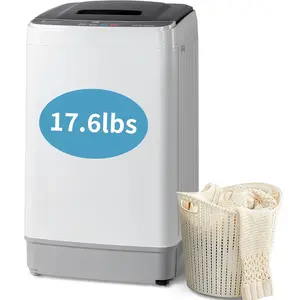 Full Automatic Washing Machine, 17.6Lbs Top Load Portable Washer with Drain Pump, 10 Wash Programs 8 Water 2 in 1 Washer and Dryer for Apartments, RV, Camping