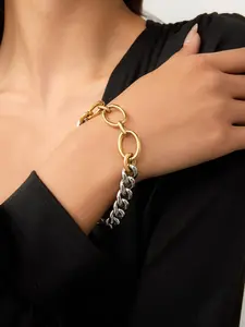 Ladies' Bracelet Spliced Chain, Twisted Chain Bracelet, Color-Matched Stainless Steel 18k Gold-Plated, Waterproof And Anti-Allergy, Hip-Hop Trendy Casual Street Party Style Jewelry, Exquisite Trendy Bracelet