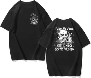 Even Savage Bitches Go To Heaven Shirt, Country Music T-shirt, Skeleton Skull Shirt, Funny Gift for Her