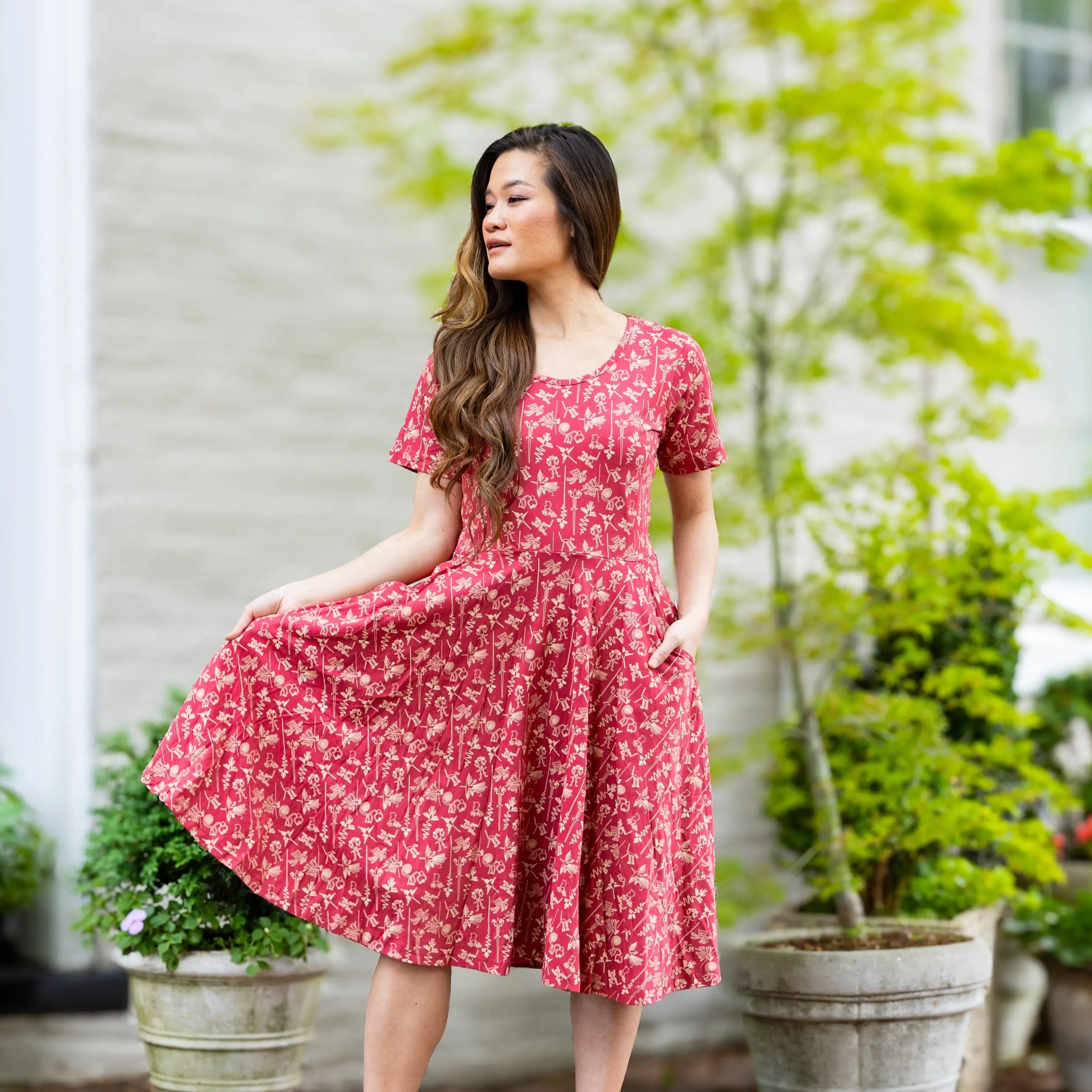 Nazca Lines Twirl Dress with Pockets