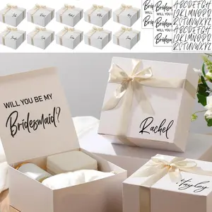 8 Sets Bridesmaid Proposal Boxes Will You Be My Bridesmaid Box Wedding  Boxes with  Name Maid Matron of  Proposal Box for Wedding Party Favors(Apricot)