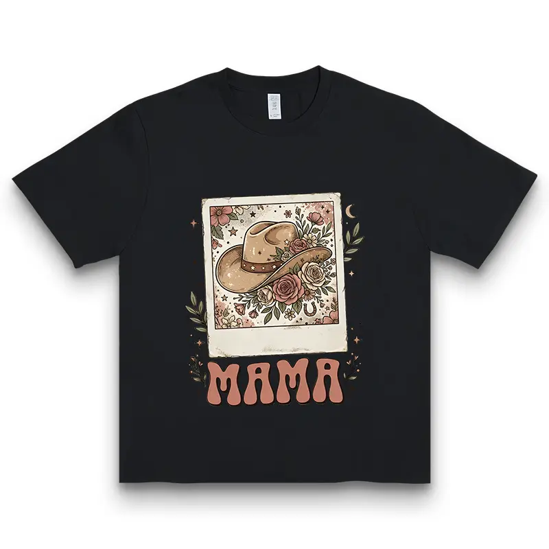 Women's Retro Graphic T-Shirt, 100% Cotton Mama Polaroid Print Top, Casual Short-Sleeve Streetwear with Classic Unisex Fit, Lady, Digital Print, Graphic Print