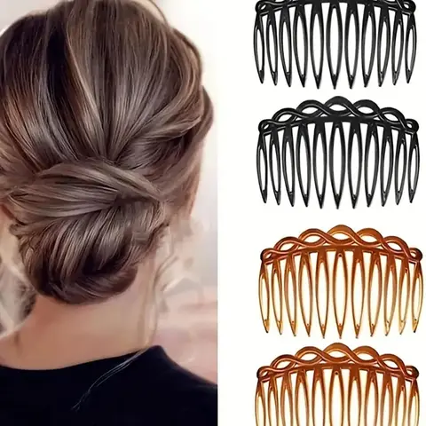 4pcs Vintage Twist Resin Hair Comb, Casual Hair Accessories for Women, Hair Decor, Hair Clip Set