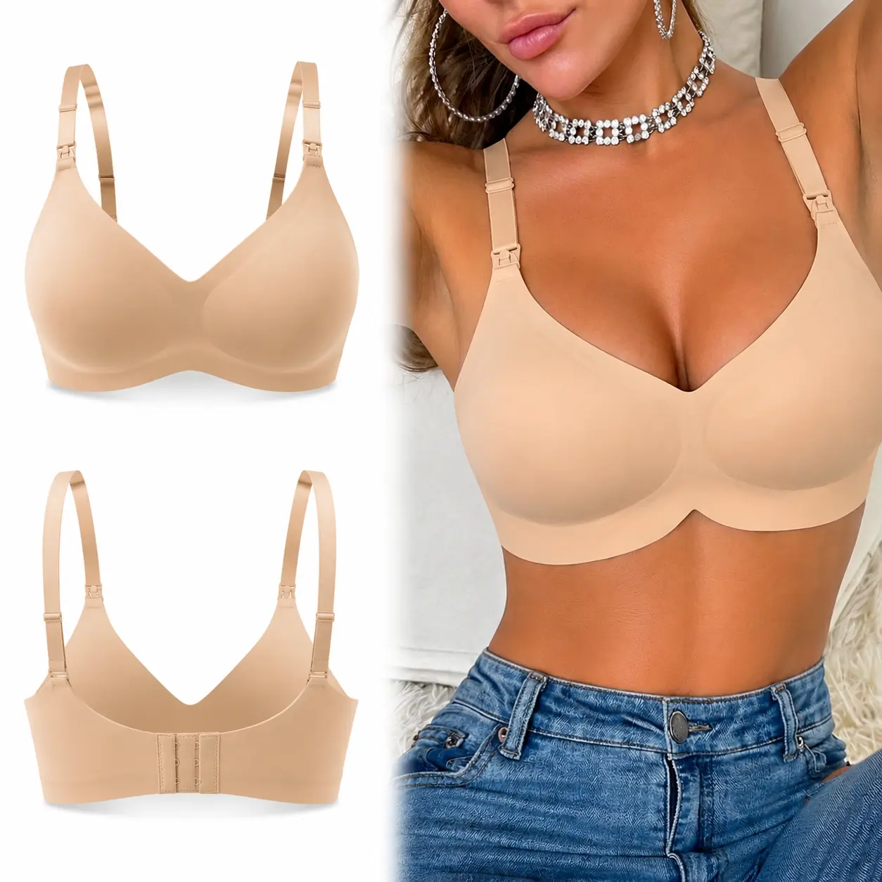 Unlined Balconette Bra No Padded Underwired Double Layer Cup Adjustable Straps Soft Stretchy Invisible Under Low Cut Tops