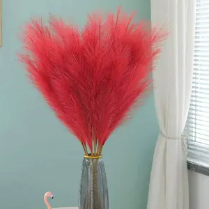 5pcs Artificial Rush Grass Decor, Plush Grass Decoration, Long Faux Ball Flowers for Room Decor, Decorative Flower Arrangement, Holiday or Daily Arrangements, Home Decor