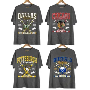 Vintage Hockey Graphic T shirt | Retro City Sports Shirt | Classic Varsity Style Streetwear | Unisex Dark Heather Color