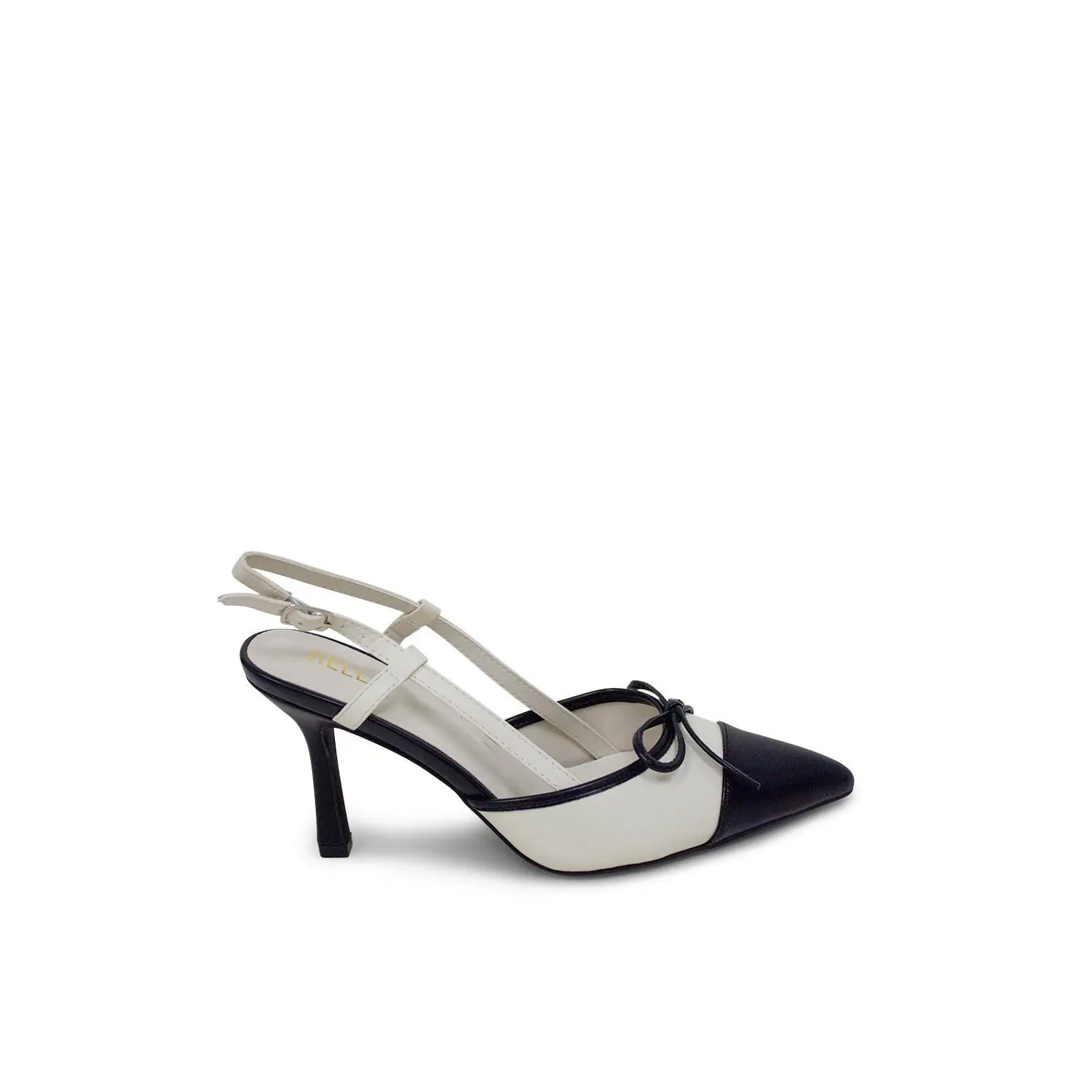 Vee Pointed Toe Kitten Slingback Heel - White Vee Pointed Toe Kitten Slingback Heel - White