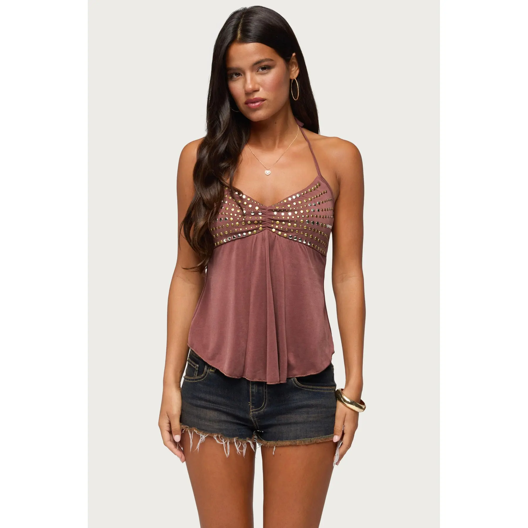 Ivana Studded Halter Top