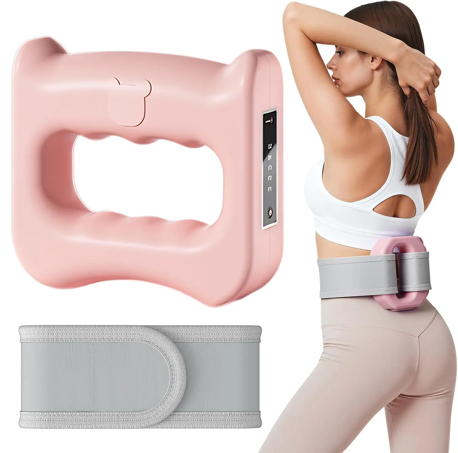 Portable Cordless Fascia Massager,Vibration Massager,Fascia Ring– 6 Speed Levels, Full Body Deep Tissue Massage Ring with Belt, Pink & Blue, Great Gift for Women