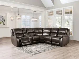 CM9910ES 3 pc Darby home co gorgius espresso top grain leather match sectional sofa with power motion recliners and USB plugs