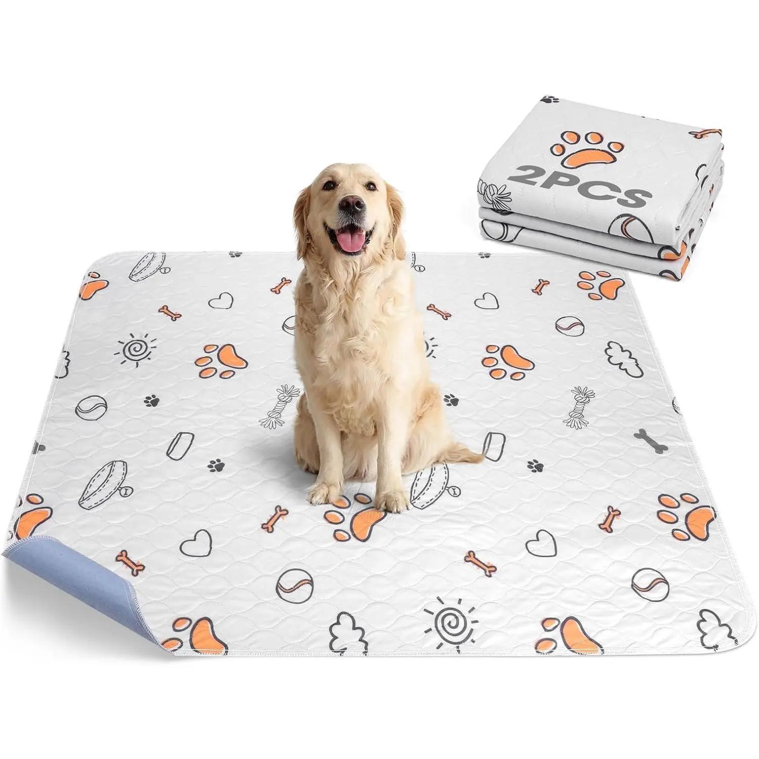 Washable Pee Pads for Dogs, 2 Pack Large 36"x41" Super Absorbent Reusable  Pads,  Waterproof Non-Slip Puppy Whelping Playpen Indoor Mat Pet Supplies