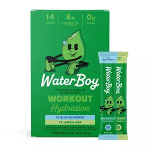Waterboy Workout Hydration Sports Drink Variety Pack - Blue Raspberry + Lemon Lime - 3.16oz/14ct