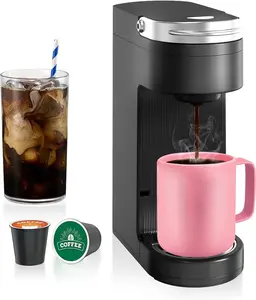 Slim Single Serve Coffee Maker for K Pods, One Cup Coffee Maker Fits 7.3" Travel Mugs, Coffee Machine with 6 to 12oz Brew Sizes