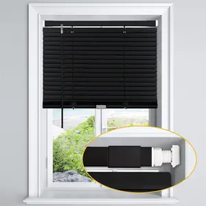 LazBlinds No Tools No Drill 1" Aluminum Mini Blinds Cordless Light Filtering Horizontal Blinds for Indoor Windows Size 18'' W x 64'' H White
