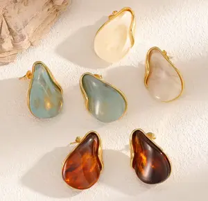 White Resin Stud Earring