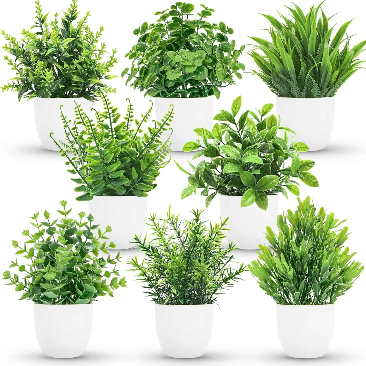 Der Rose 8-Pack Small Plastic Artificial Potted Plants - Artificial Flower Decoration for Home, Office Desk Decor (Summerwins Mid Year Sale),dorm essentials