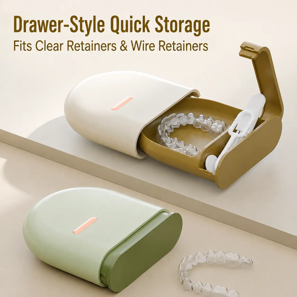 ABS Portable Sterile Oral Organizer Storage Box - Retainer & Denture Case with Compartments, Odor-Free, Ventilated Base, Easy to Rinse, for Adults' Invisible Braces Retainers, Dentures (Home & Travel Use)