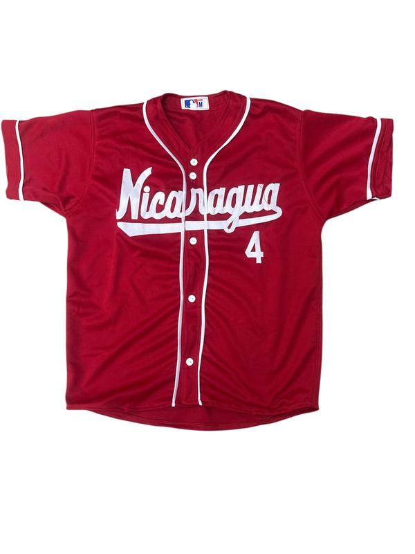 Nicaragua Baseball Jersey White with Blue Trim Printed Numbers Various Sizes for Athletic Outfit Sport Outdoor Clothing