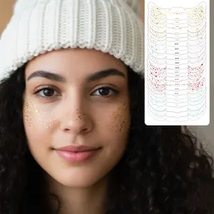 6 PCS Halloween Xmas Sparkle Gold Glitter Freckles Face Temporary Tattoo & Makeup Patches for Women Girls