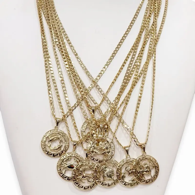 Zodiac sign necklace Cuban link 3 mm 23 inches