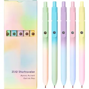 Gel Pens, 5 count Black Ink Pens for Women, 0.7mm Medium Point Smooth Writing Pens with  Grip, High-End Series Metal Clip Retractable Pens for Journaling Note Taking (5 Pcs Pastel)