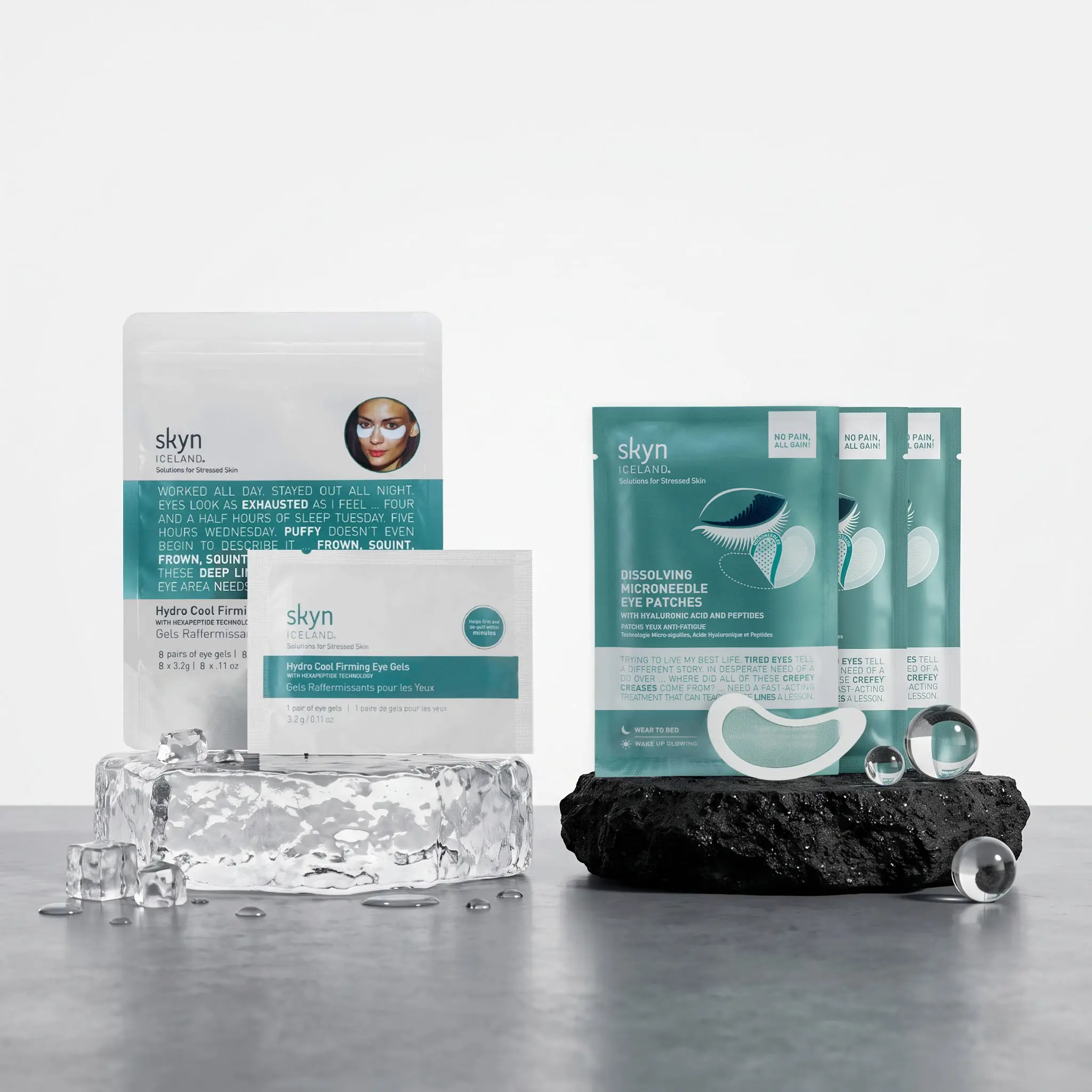 Skyn ICELAND Pro Eye Revival Kit Bundle – 8 pairs Hydro Cool Firming Under Eye Patches & 3 pairs Micro-needle Eye Patches, for Dark Circles & Wrinkles