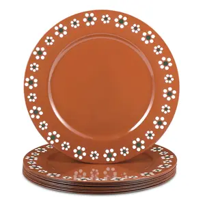 10 13 Inch Platos De Barro Mexicanos Plastic Plates Mexican Floral Talavera For Theme Birthday Wedding Cinco Mayo Party Decorations
