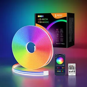 Smart App & Voice Control Cuttable LED Neon Light Strings IP65 DC5V WS2812B Remote Control PVC Dimmable for Home Decorations