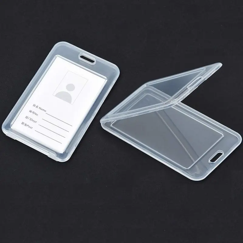10Pcs PP ID Card Badge Holder Vertical Resealable Card Holder Name Tag Badge Holder Protector Sleeve for School Business Office Use, Clear