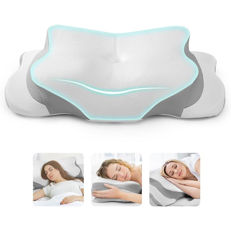 Cervical Neck Pillow for Pain Relief - Cooling Pillow for Side Sleepers, Adjustable Orthopedic Pillow with Removable Breathable Cover, Neck Pillow for Adults
