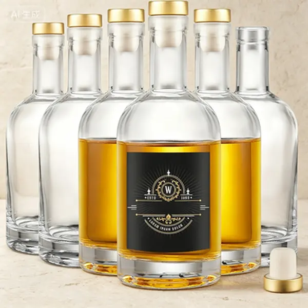 Set of 6 Heavy Base Glass Bottles with T-Top Cap, 12 oz Clear Bottles for Liquor Wine Oil Vinegar, Reusable Airtight Leak-Proof Storage Containers with Cork Stopper for Beverages Kombucha Beer