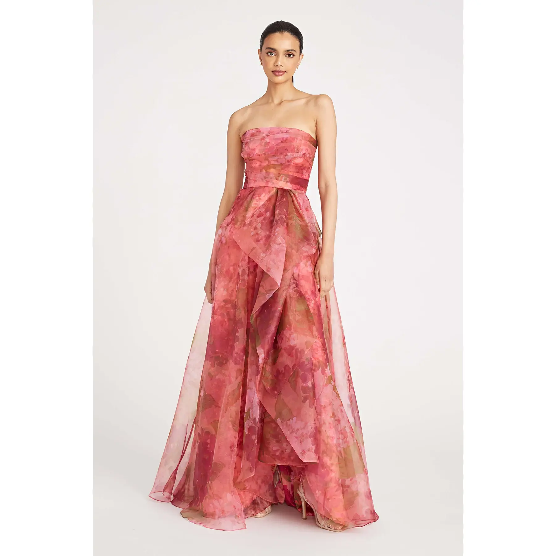 Theia Strapless A-line Floral Evening Gown 8818871