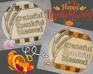 DIY Thanksgiving Craft Grateful, Thankful, Blessed #3725
