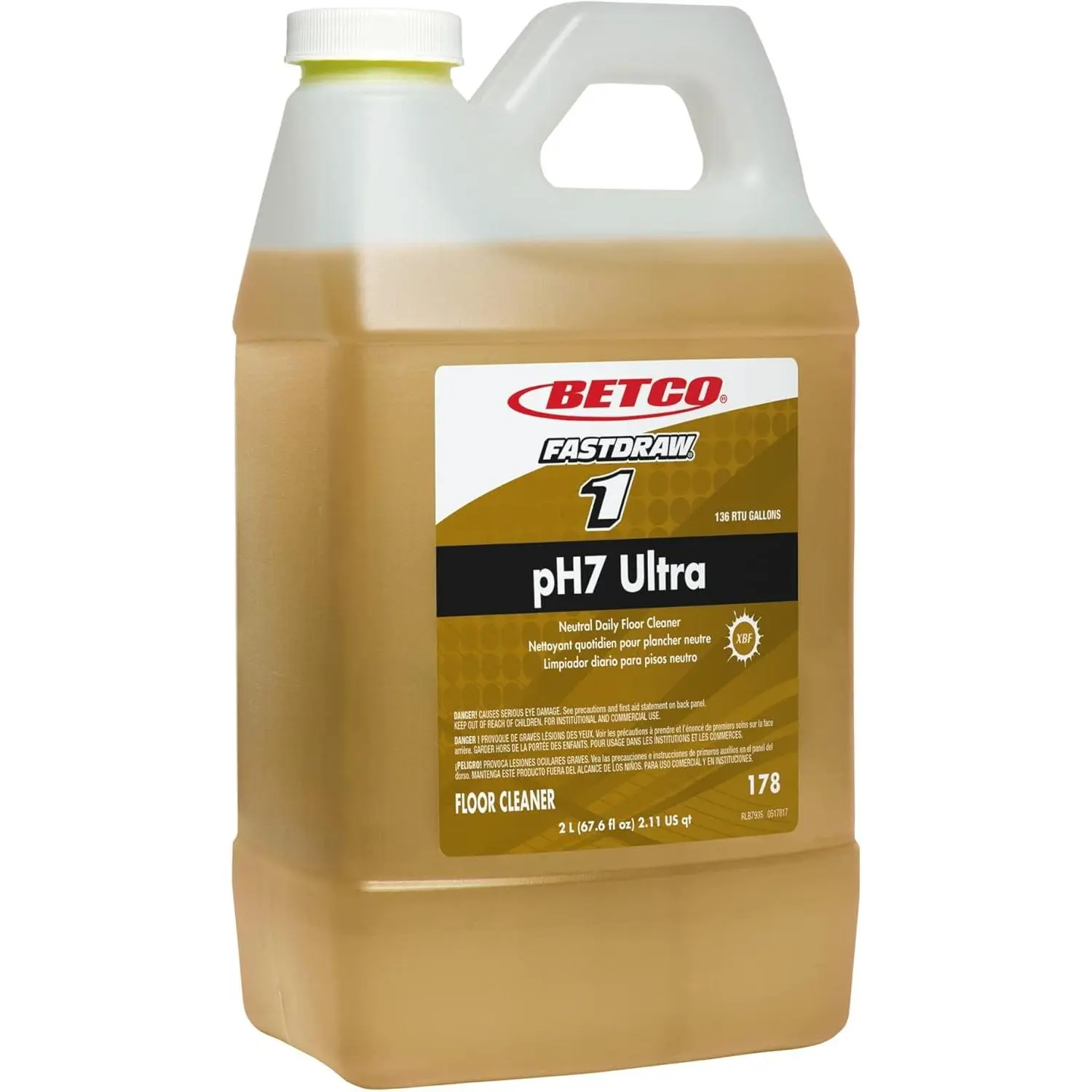 Betco® pH7 Ultra Fastdraw Floor Cleaner, 67.6 Oz Bottle Household